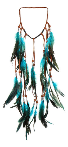 Una Diadema De Plumas Azules Bohemia