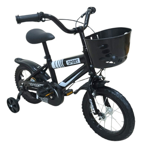 Bicicleta Infantil Negra Para Niños Rodada 12 Sport