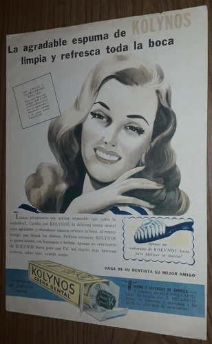 P440 Clipping Publicidad Crema Dental Kolynos Año 1944 (Usado)