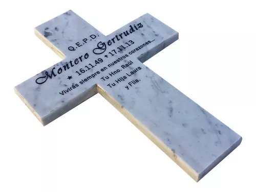 Cruz De Marmol Grabada Para Cementerio, 25x18cm.
