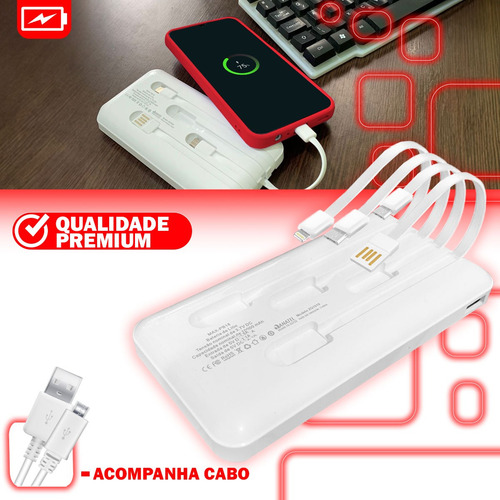 Carregador Portátil Compatível Com Usb V8 Tipo - C 10000mah