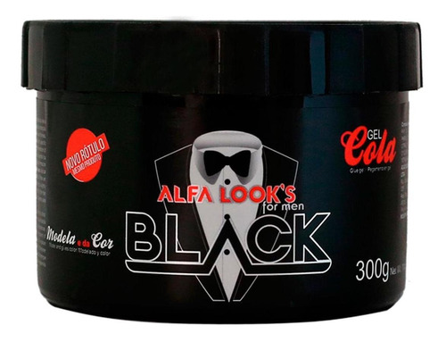 Gel Cola Black Para Cabelo Fixador Alfa Looks 300g