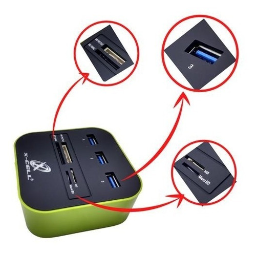 Imagem 6 de 6 de Hub Usb 2.0 3portas Portatil Com Leitor De Cartão Memória