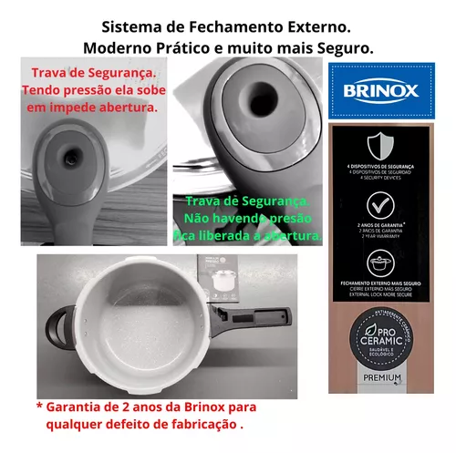Panela de Pressão Pressure com Indução Ceramic Life 4,2 Litros Brinox -  Gris, , Brinox