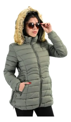 Mujer Parka Importada Piel Abrigada Impermeable