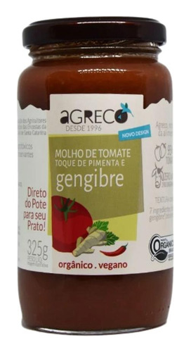 Kit 2x: Molho Tomate Pimenta E Gengibre Orgânico Agreco 325g