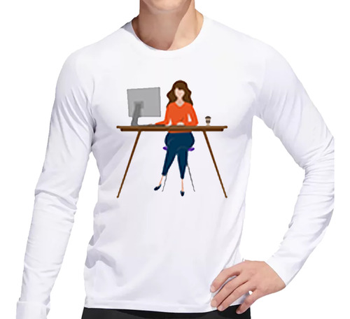 Remera Hombre Ml Computadora Trabajo  Empresa Office