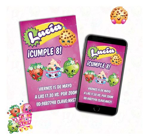 Invitación Digital Shopkins Personalizada Virtual