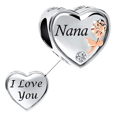 Chili Jewelry Rose Heart Love Nana Charm Compatible Con Pand