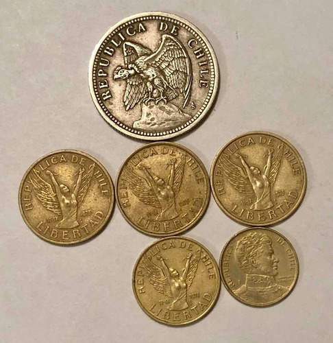 Lote 6 Monedas Chile Años 1933 (condor) - 1984