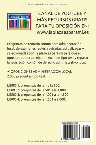 Preguntas Tipo Test Administracion Local. Libro 4. Temario C