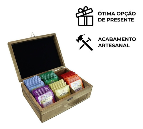 Estojo Organizador Chás 6 Nichos Madeira +nf