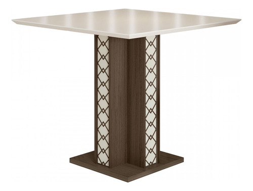 Mesa De Madeira Isis Com Vidro Amendoa/off White J00337