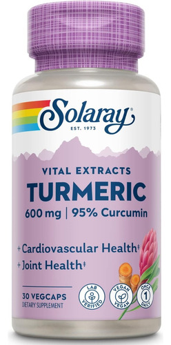 Extracto De Raíz De Cúrcuma 570 Mg Solaray 30 Cápsulas