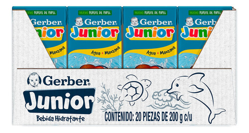 Pack X20 Jugo Gerber Junior Etapa 4 Sabor Manzana 200 Ml C/u