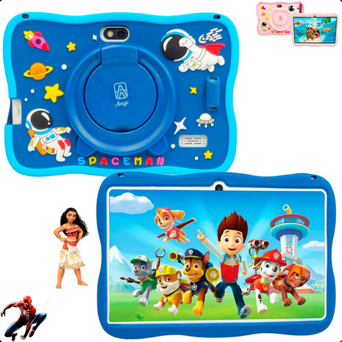 Tablet Infantil Kids Com Jogos Crianças 64gb Play Comcaneta Azul