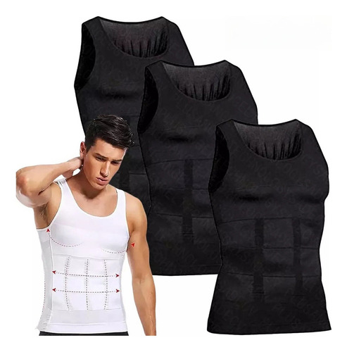 . Faja Hombre Camiseta Reductora Modeladora, 3pzs