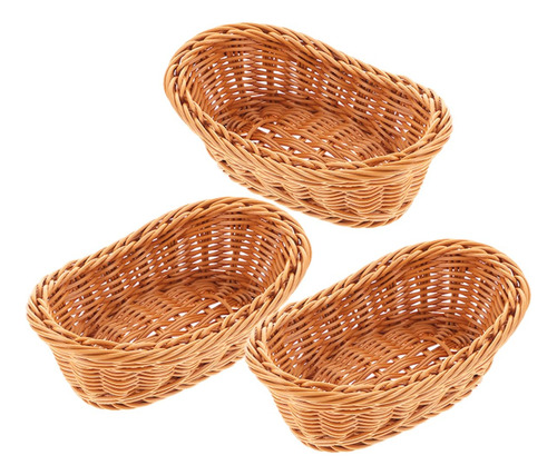 Cestas De Comida,3 Cestas Tejidas Y 1 Cesta Mesa Comida