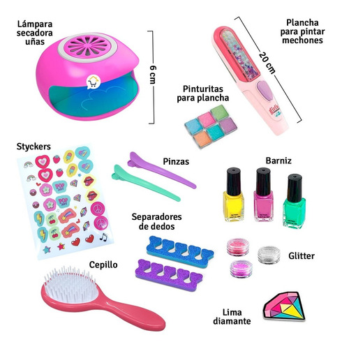 Kit 2 En 1 Set De Uñas Spa + Plancha Pinta Cabello Mbk377