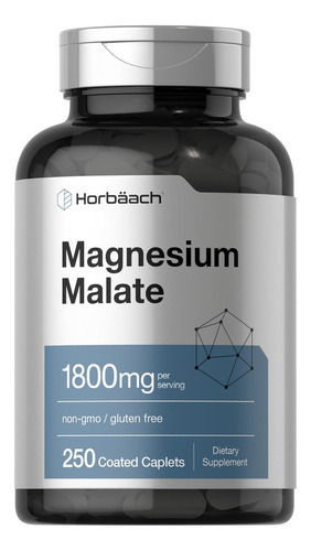 Suplemento de malato de magnesio Horbäach 1800 mg 250 cápsulas