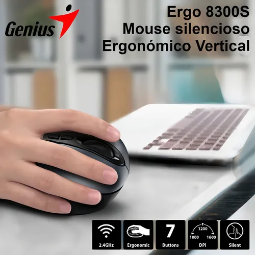 Mouse Genius Ergo 8300s Wireless Vertical Ergonomico Negro