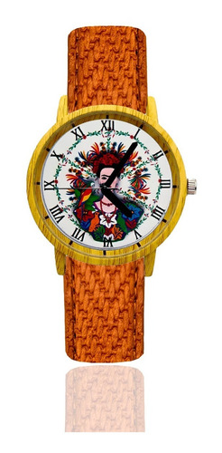Reloj Frida Kahlo Estilo Madera + Estuche Tureloj