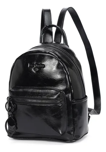 Mochila Mini Mujer Ecocuero Colmena Negra Urbana Pequeña