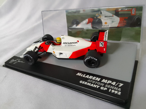 Miniatura 1/43 Mclaren Mp4/7 92 Ayrton Senna Ixo Branco E Vermelho