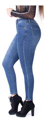 Pantalon Mezclilla Dama Mujer Stretch Push Up Pretina X058