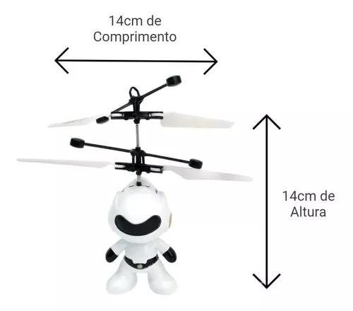 Mini Drone Brinquedo Robo Voador Infravermelho Voa Verdade 1014M MEGA  COMPRAS : : Brinquedos e Jogos