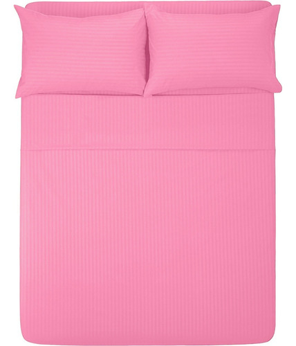 Juego De Sábanas Matrimoniales Melocotton - Color Rosa Pastel - Tacto Algodón , 1800 Hilos , Microfibra Grabada Ultra Suave, Hipoalergénica, Antiácaros , Ideal Para Todo El Año.