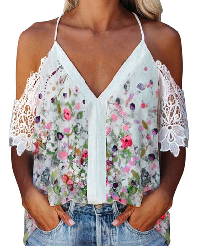 Blusa Con Hombros Descubiertos Para Mujer Con Cuello En V Y