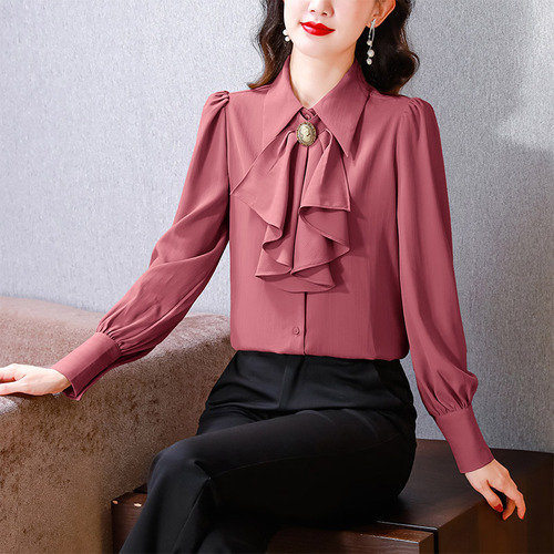 2024 Spring New Women Tops Bow French Fashion Elegant