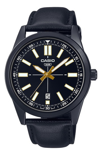 Reloj Casio Hombre  Malla Cuero Mtp-vd02bl Garantía Oficial 