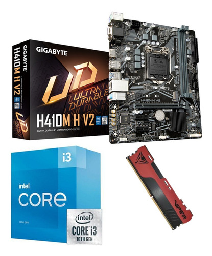 Kit Upgrade Intel I3 10105f + H410m-h Gigabyte + 8gb 3200mhz Cor Preto