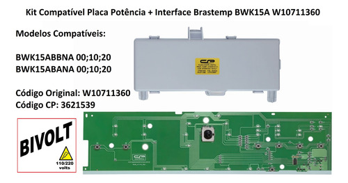 Kit Placa Potência Brastemp Compatível Bwk15 W10711360