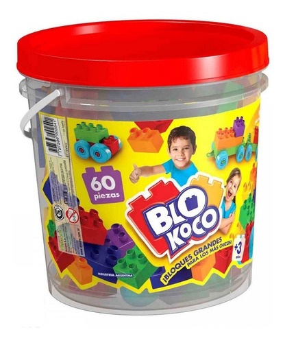 Balde Blocks Ladrillos Chicos Por 60 Piezas Blokoco 01-0254