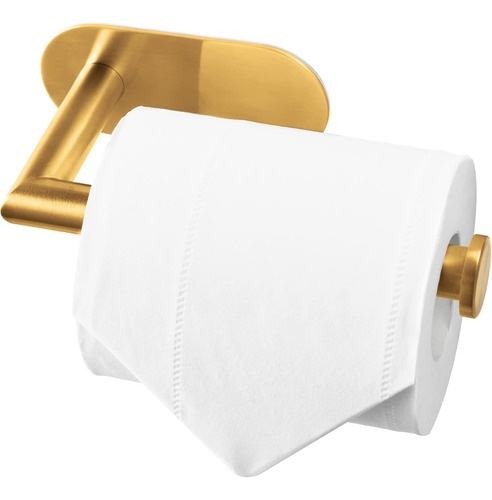 Portarrollo Adhesivo Soporte Papel Higiénico Acero Inox Color Dorado
