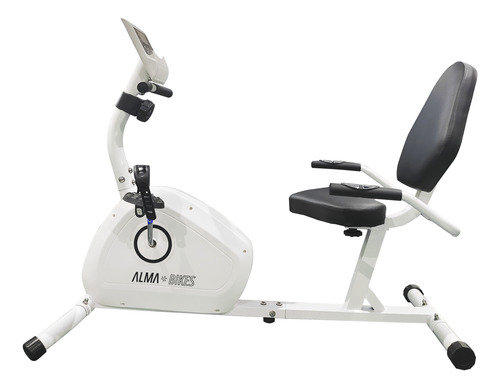 Bicicleta Fija Horizontal Alma Bikes Ab2103 Pulso + Display Blanco Combinado Con Negro