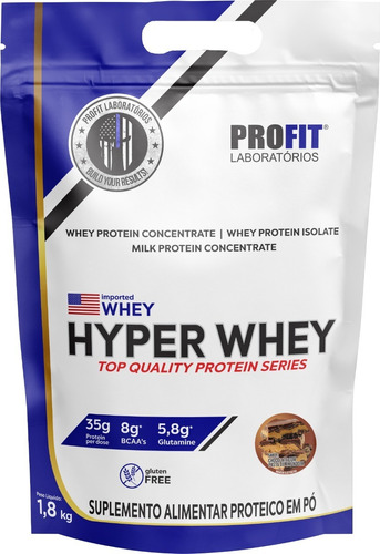 Hyper Whey Protein 1,8kg Isolado E Concentrado - Profit Labs Sabor Chocolate C/ Pasta De Amendoim