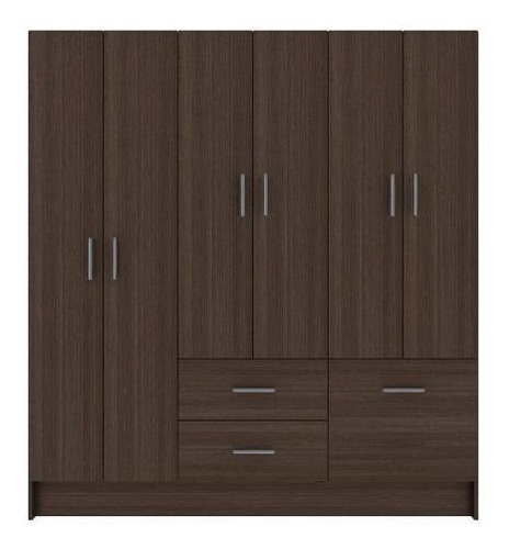 Mueble Closet 6 Puertas 2 Cajones Y Zapatera Roble