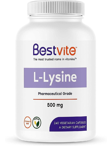 L-lisina 500 Mg Bestvite 240 Capsulas Vegetarianas