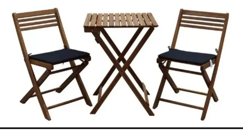 Juego Balcon.jardin Madera Mesa +2sillas De Plegables