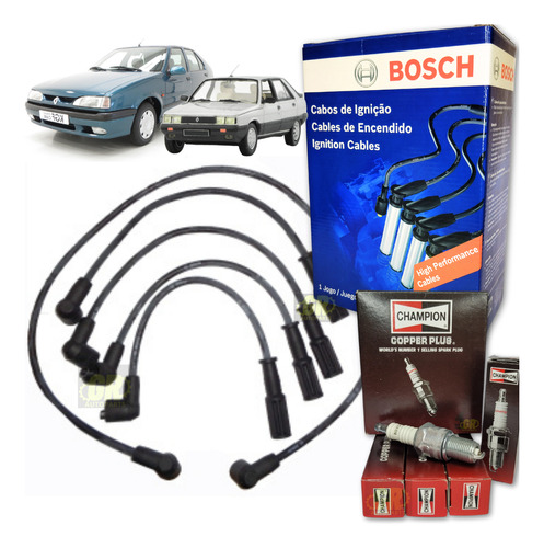 Kit Cables Y Bujias P/ Renault 9 19 1.6 8v Bobina Redonda