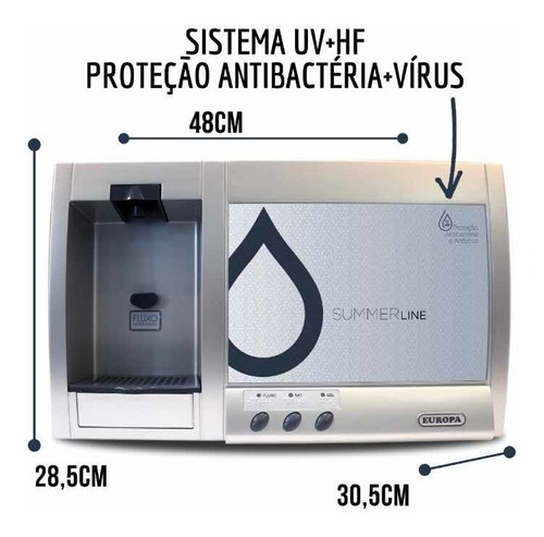 Purificador De Água Europa Summer Line Uv+hf Inox - C/ N.f