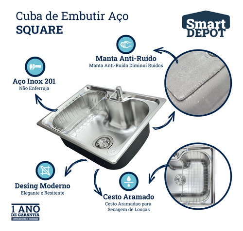Cuba Cozinha Gourmet Inox Com Acessórios Square
