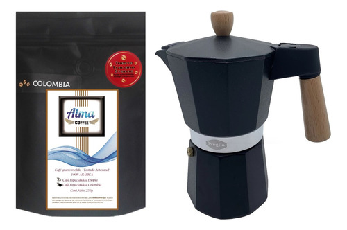 Pack Cafetera Moka 6 Tazas + Café Especialidad Colombia