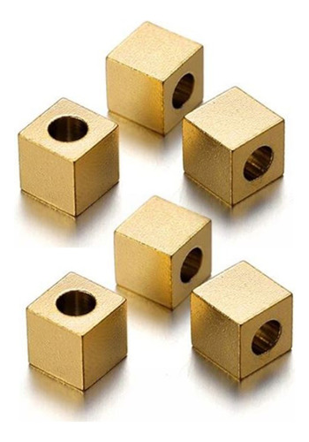 Separador Cubo Acero Dorado 3x3, 20 Un, Insumo Bisuteria