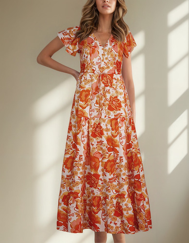 Vestido De Verano Con Cuello En V Para Mujer, Playa, Bohemio