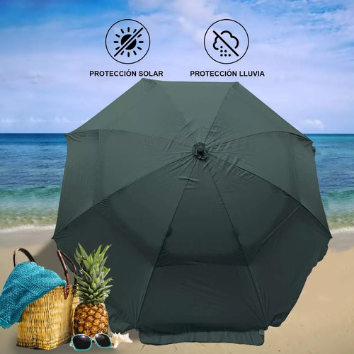 Parasol De 3.3m Diámetro Para Jardín - Sombrilla Playa P70 Verde Lisa